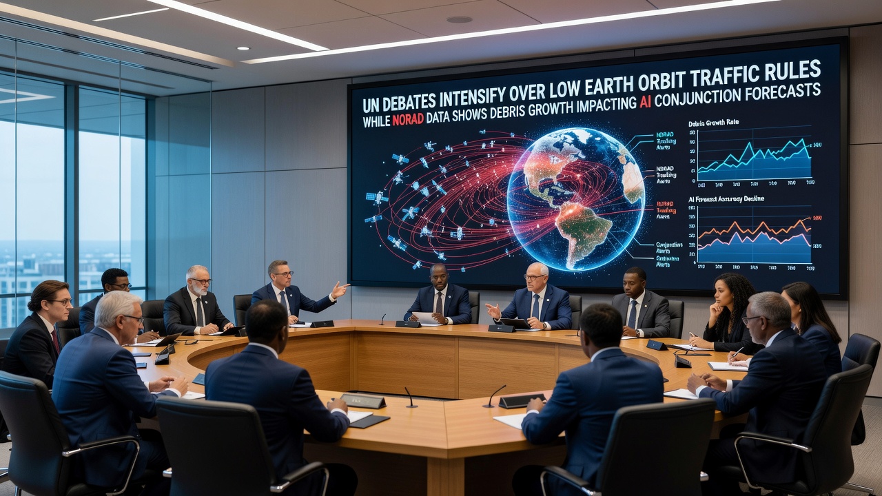 UN Debates Intensify Over Low Earth Orbit Traffic Rules While NORAD Data Shows Debris Growth Impacting AI Conjunction Forecasts